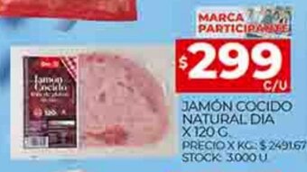 Supermercados DIA Jamón Cocido Natural Dia x 120g oferta