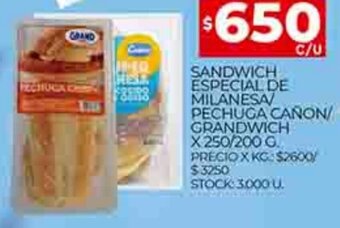 Supermercados DIA Sandwich Especial De Milanesa/Pechuga Cañon/Grandwich x 250/200g oferta
