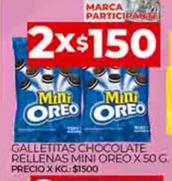 Supermercados DIA Galletitas Chocolate Rellenas Mini Oreo x 50g oferta