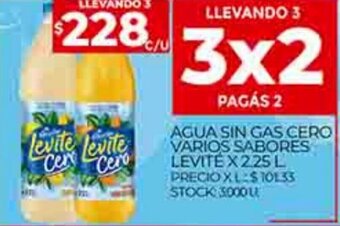 Supermercados DIA Agua Sin Gas Cero Varios Sabores Levite x 2.25L oferta