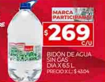 Supermercados DIA Bidón De Agua Sin Gas Dia x 6.5L oferta