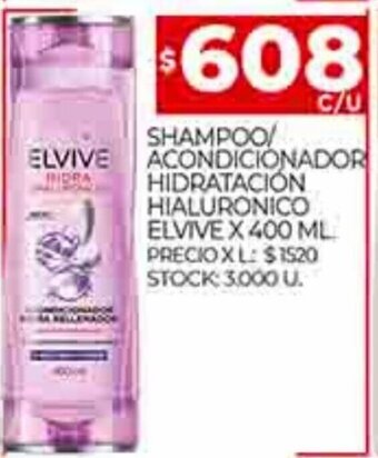 Supermercados DIA Shampoo / Acondicionador Hidratacion Hialuronico Elvive x 400ml oferta