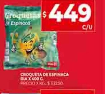 Supermercados DIA Croqueta De Espinaca Dia x 400g oferta