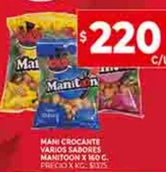 Supermercados DIA Mani Crocante Varios Sabores Manitoon x 160g oferta