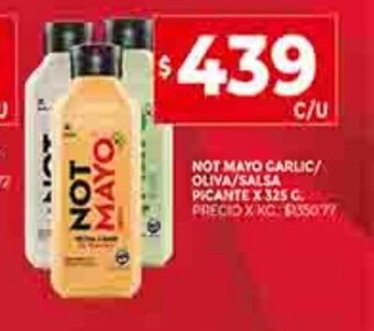 Supermercados DIA Not Mayo Garlic / Oliva / Salsa Picante x 325g oferta