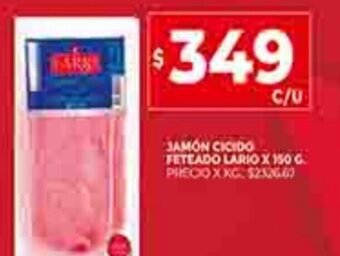 Supermercados DIA Jamón Cocido Feteado Lario x 150g oferta