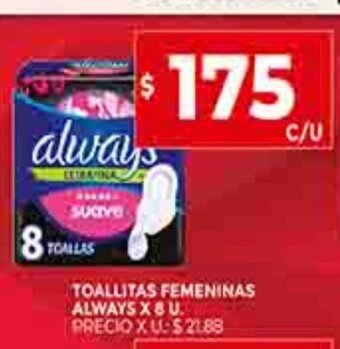 Supermercados DIA Toallitas Femeninas Always X 8 U oferta