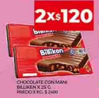 Supermercados DIA Chocolate Con Mani Billiken x 25g oferta