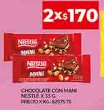 Supermercados DIA Chocolate Con mani Nestle x 33g oferta