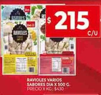 Supermercados DIA Ravioles varios sabores dia oferta
