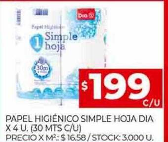 Supermercados DIA Papel higiénico simple hoja dia oferta
