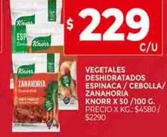 Supermercados DIA Vegetales deshidratados espinaca cebolla zanahoria knorr oferta