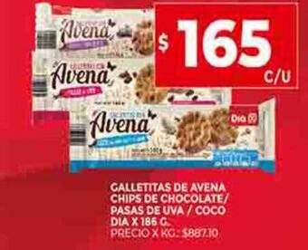 Supermercados DIA Galletitas de avena chips de chocolate pasas de uva coco dia oferta