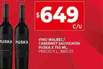 Supermercados DIA Vino malbec cabernet sauvignon puska oferta