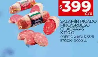 Supermercados DIA Salamin picado fino grueso chacra 43 oferta
