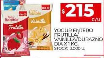 Supermercados DIA Yogur entero frutilla vainilla durazno dia oferta