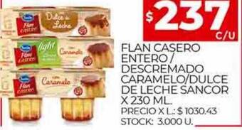 Supermercados DIA Flan casero entero descremado caramelo dulce de leche sancor oferta