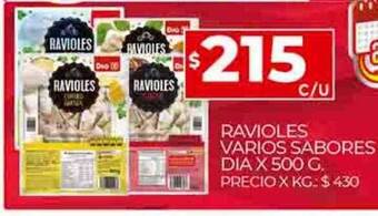 Supermercados DIA Ravioles varios sabores dia oferta