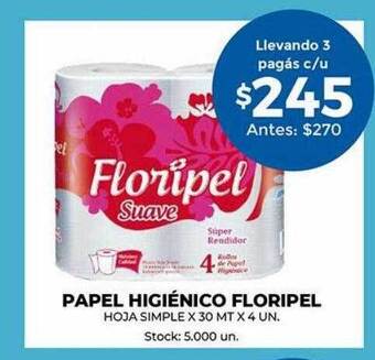 Super MAMI Papel higiénico floripel hoja simple oferta