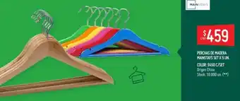 Walmart Perchas De Madera Mainstays Set x 5 un oferta