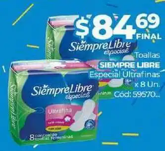 Diarco Toallas Siempre Libre Especial Ultrafinas x 8un oferta