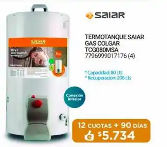 Punto Blu Termotanque Saiar Gas Colgar Tcg080msa oferta