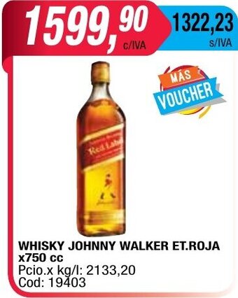 Maxiconsumo Whisky Johnny Walker ET. Roja x 750cc oferta