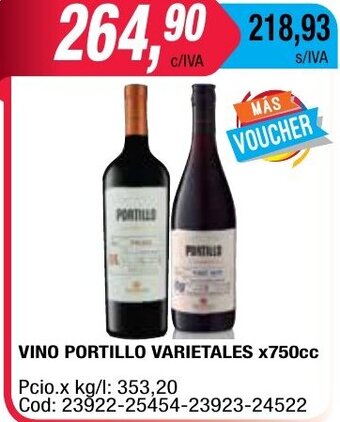 Vino Portillo Varietales 750cc