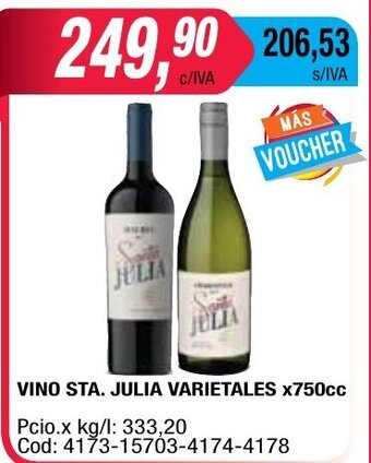 Maxiconsumo Vino Sta. Julia Varietales x 750cc oferta