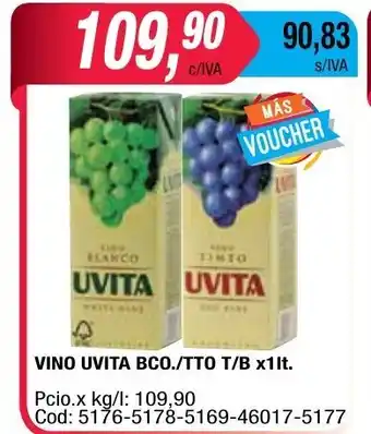 Maxiconsumo Vino Uvita BCO./TTO T/B x 1lt oferta
