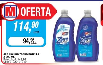 Maxiconsumo Zorro Jab Liquido Botella x 800ml oferta
