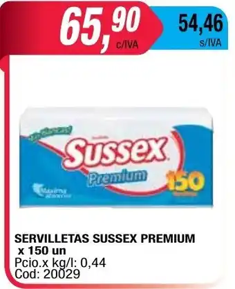 Maxiconsumo Sussex Servilletas Premium x 150un oferta