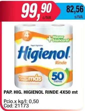 Maxiconsumo Higienol Pap.Hig Rinde 4x50mt oferta