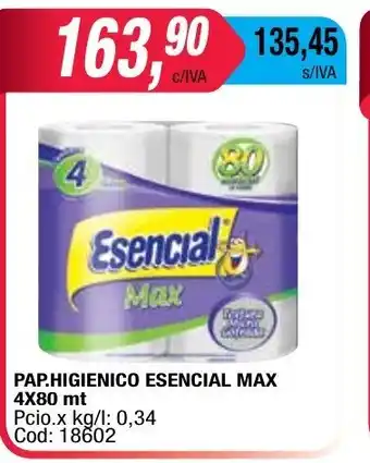 Maxiconsumo Esencial Pap.Higienico Max 4x80mt oferta