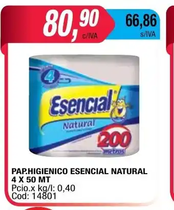 Maxiconsumo Esencial Pap.Higienico Natural 4x50mt oferta