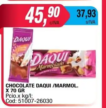 Maxiconsumo Daqui Chocolate/Marmol x 70gr oferta