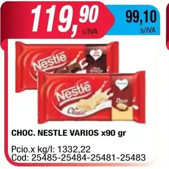 Maxiconsumo Choc. Nestle Varios x 90gr oferta