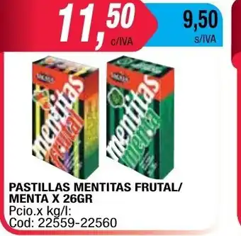Maxiconsumo Mentitas Pastillas Frutal/Menta x 26gr oferta