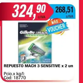 Maxiconsumo Repuesto Mach 3 Sensitive x 2 un oferta