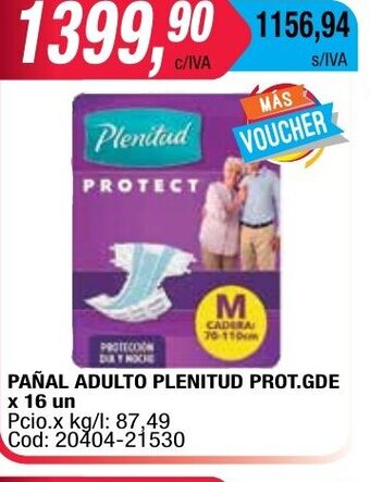 Maxiconsumo Plenitud Pañal Adulto Prot.GDE x 16un oferta