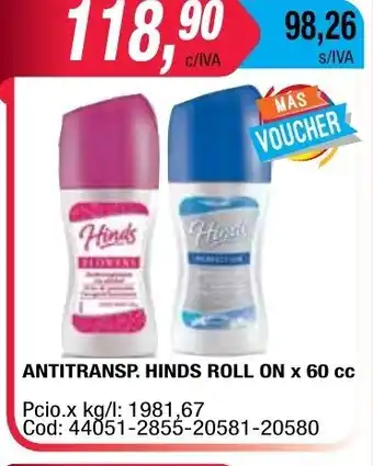 Maxiconsumo Hinds Antitransp Roll on x 60cc oferta