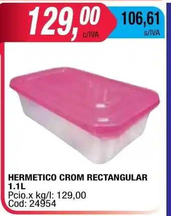 Maxiconsumo Hermetico Crom Rectangular 1.1L oferta