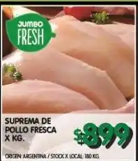 Suprema de pollo fresca xkg