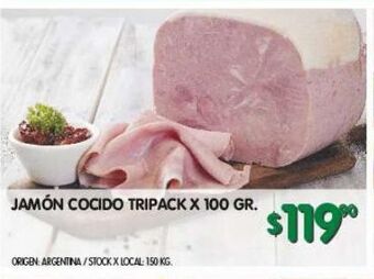 Jumbo Jamón cocido tripack x 100g oferta