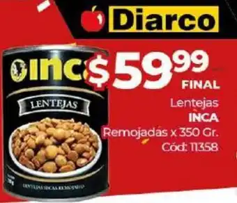 Diarco Inca Lentejas Remojadas x 350gr. oferta