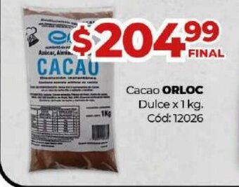 Diarco Orloc Cacao Dulce x 1 kg. oferta
