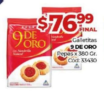 Diarco 9 De Oro Galletitas Pepas x 380gr oferta