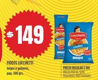Supermercados Vea Fideos Lucchetti oferta
