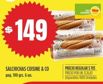 Supermercados Vea Salchichas Cuisine & Co oferta