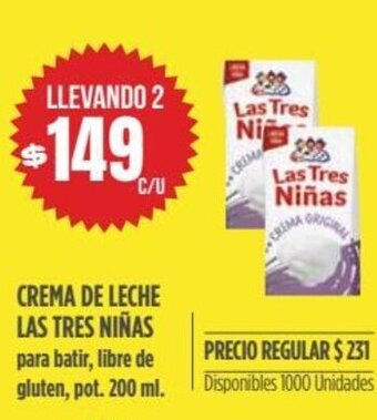 Supermercados Vea Crema De Leche Las Tres Niñas oferta